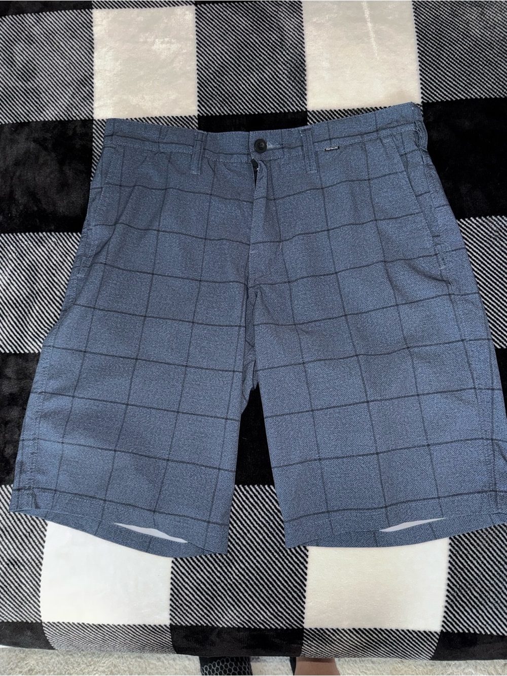 Hurley Blue Grid Pattern Board Shorts